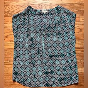 Pleione Stylish Women's Geometric Print Top Sz Small Petite